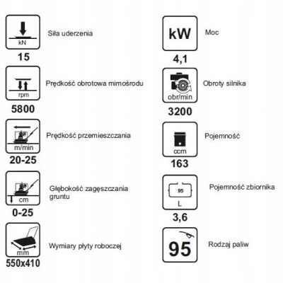 Dedra DED8830 Zagęszczarka do gruntu 88 kg 196 cc