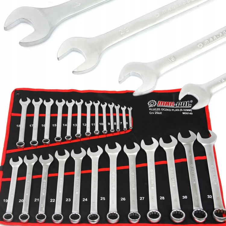 KLUCZE PŁASKO - OCZKOWE - 25 sztuk - 6 - 32 mm - Mar-Pol M58149